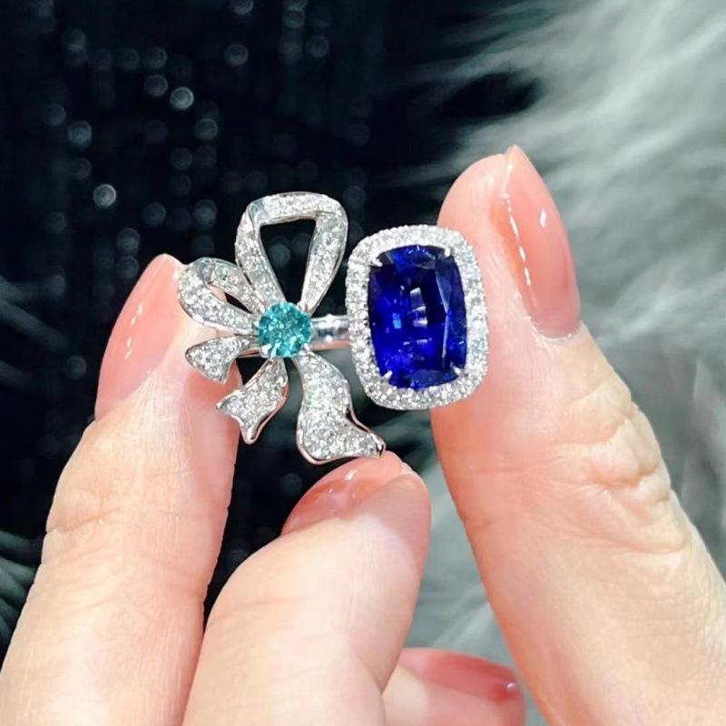 Women s Sapphire Gemstone Open Ring - High-End, Stylish, Versatile Adjustable Open Size