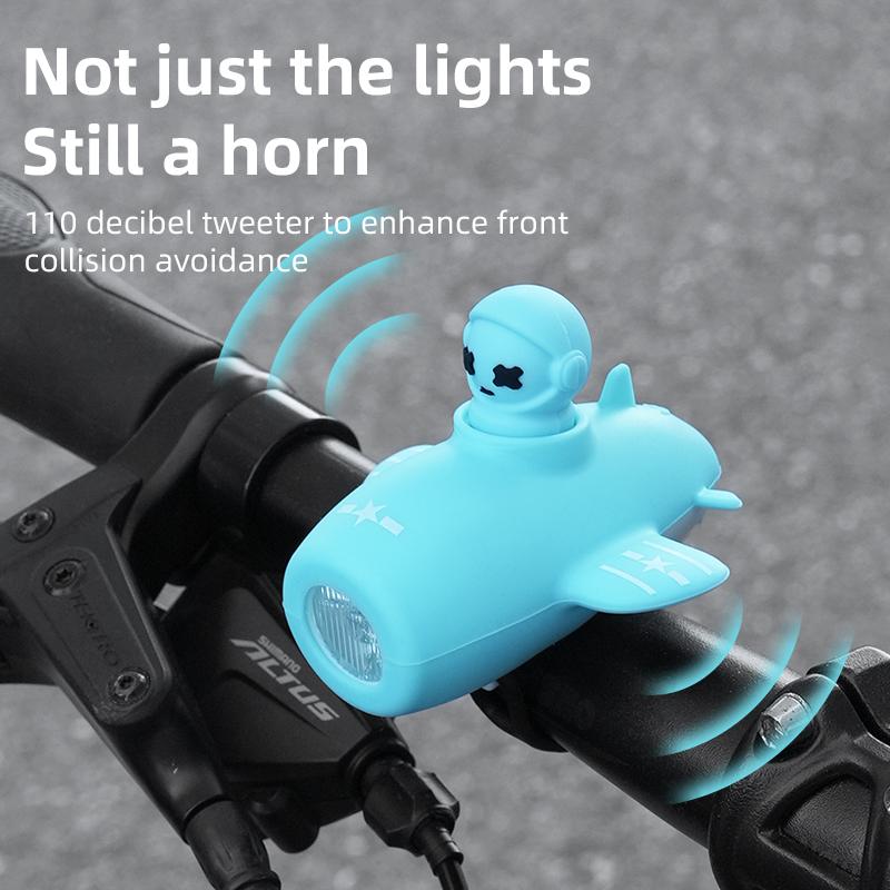 Small Cartoon Kids Bicycle Bell Light Bike Airplane Night Riding Multiple colors Children's Horn Light