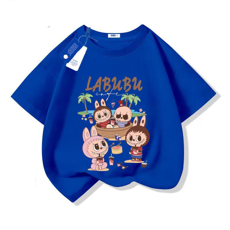 LABUBU Cartoon Anime Print Kids T-Shirt Summer Short Sleeve Tee Girl Boy T-Shirt Child Tops