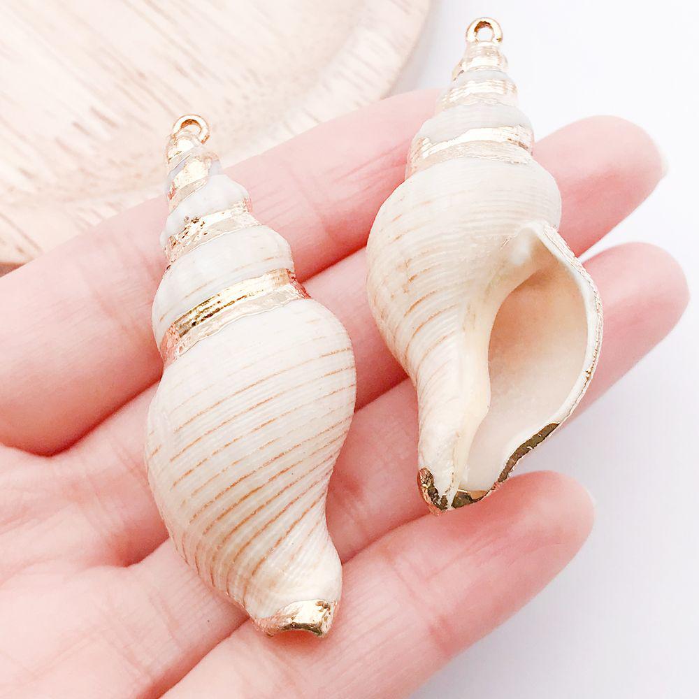 White & Yellow Electroplated Ocean Shell Conch Pendant Charm for DIY Jewelry