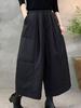 Trendige Patchwork-Hose mit weitem Bein und elastischem Bund - Große Größen Herbst/Winter Schlankmachende Freizeitkleidung für kurvige Frauen