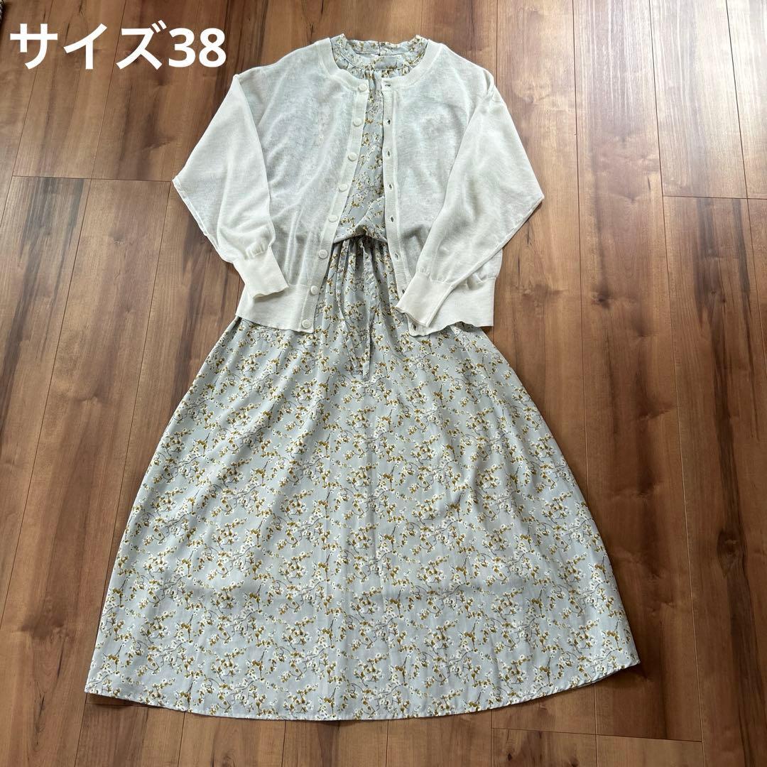 [Price reduction not possible] Rope Picnic Floral pattern short sleeve long dress Size 38