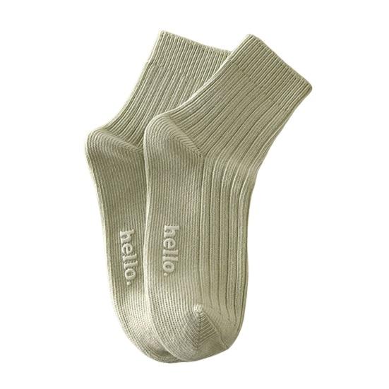 

1 пара женских носков средней длины в японском стиле, однотонные, высокоэластичные, с буквенным декором, противоскользящие, утолщенные зелёный