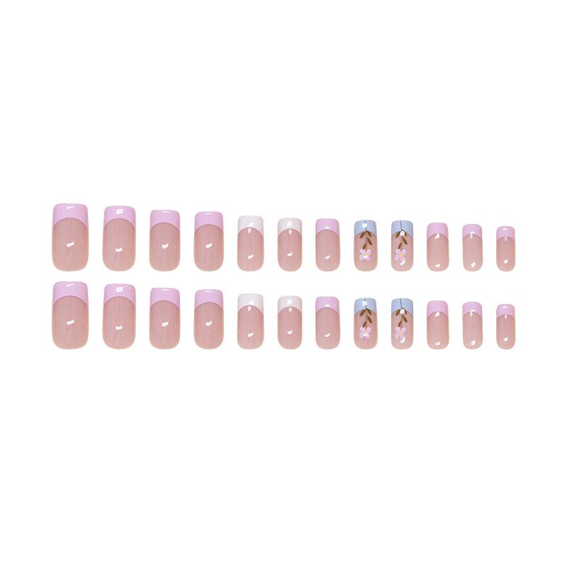 Fake Nail Flower Europe And America Wear Nail Solid Color Detachable Nail Patch Printing Simple Nail Patch 24 Pieces