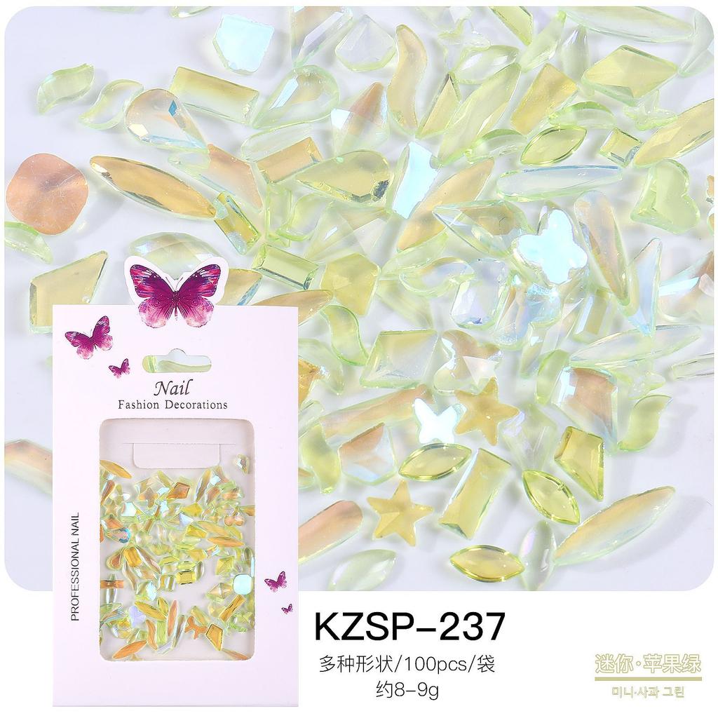 Bagged Flat Bottom Special-Shaped Diamond Nail Art Jewelry Aurora Color Abs Resin Diamond Nail Art Diamond Jewelry