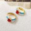 Red Drop Glaze Enamel Heart Hoop Earrings for Women Simple Metal Contrast Heart shaped Earrings Jewelry Gift Brincos