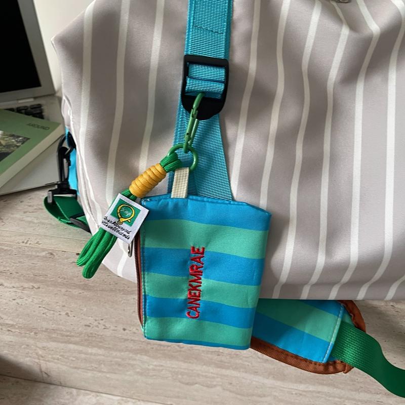 Large Capacity Striped Travel Duffle Bag Sports Gym Weekender