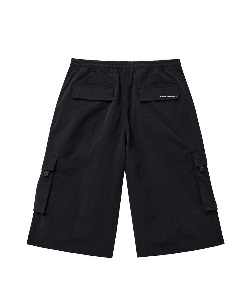 PHYPS MOTORCYCLE Nylon Cargo Bermuda Shorts Black