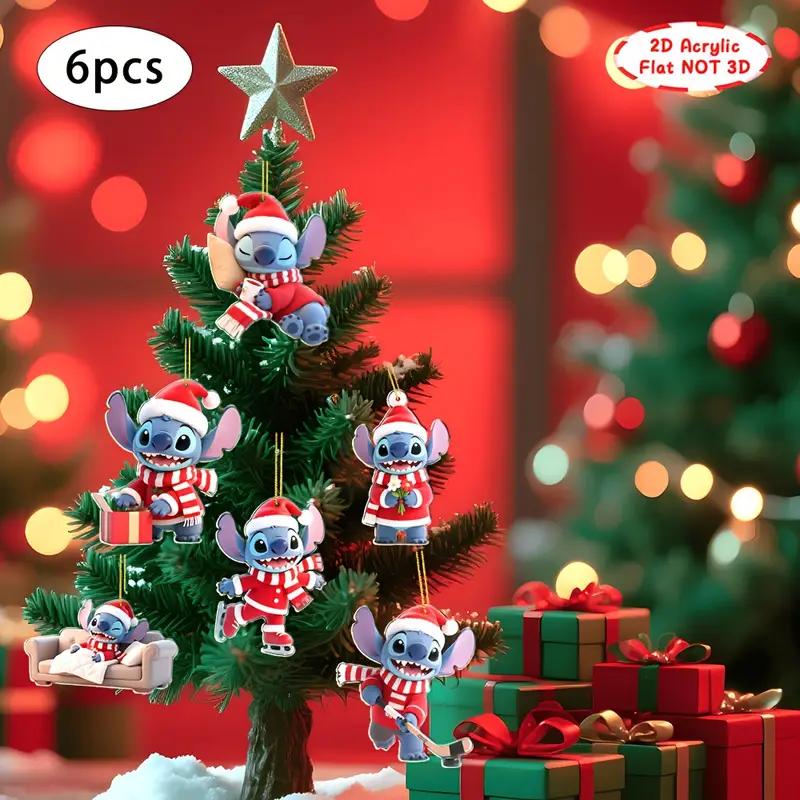 

6pcsDisney Stevie Cartoon Character Christmas Ornaments Indoor Outdoor Holiday Atmosphere Decor Suitable for Halloween Christmas