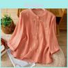 Linen Cotton Embroidery Shirt For Women Summer Casual Comfortable Blouse