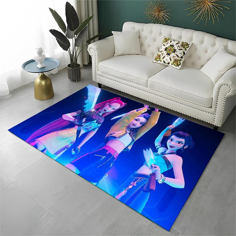 Kpop Demon Hunter Rumi Mira Zoey Cartoon Group Carpet Rug for Playroom Bedroom Living Room Sofa Home Decor,Area Rug Non-slip