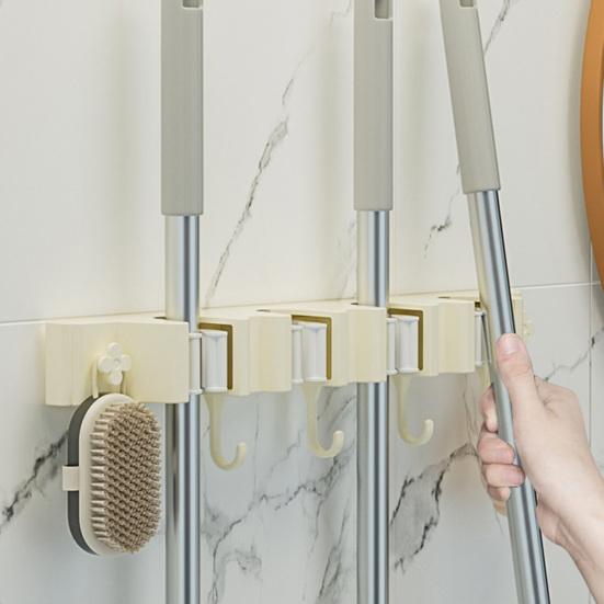Wall Mounted Broom Holder Mop Rack Strong Load-bearing Easy To Install Universal Broom Hanger Tool Organizer Rack
