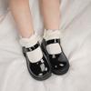 KIDSUN SIZE 26-35 Kids Girls Shoes Flats Comfort Shiny Rubber Oxford School Uniform Shoes Black Shallow Party Dress Casual Shoes