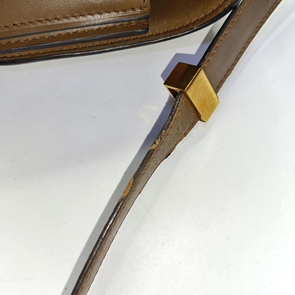 [Brugt] Klassisk Boks Guld Spænde Poleret Kalveskind Tofu Firkantet Crossbody Skuldertaske Mellem - Rimelig #1PD4JS8
