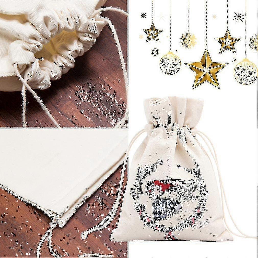 Unique Large Christmas Gift Bag Home Party Vintage Drawstring Canvas Gift Bag