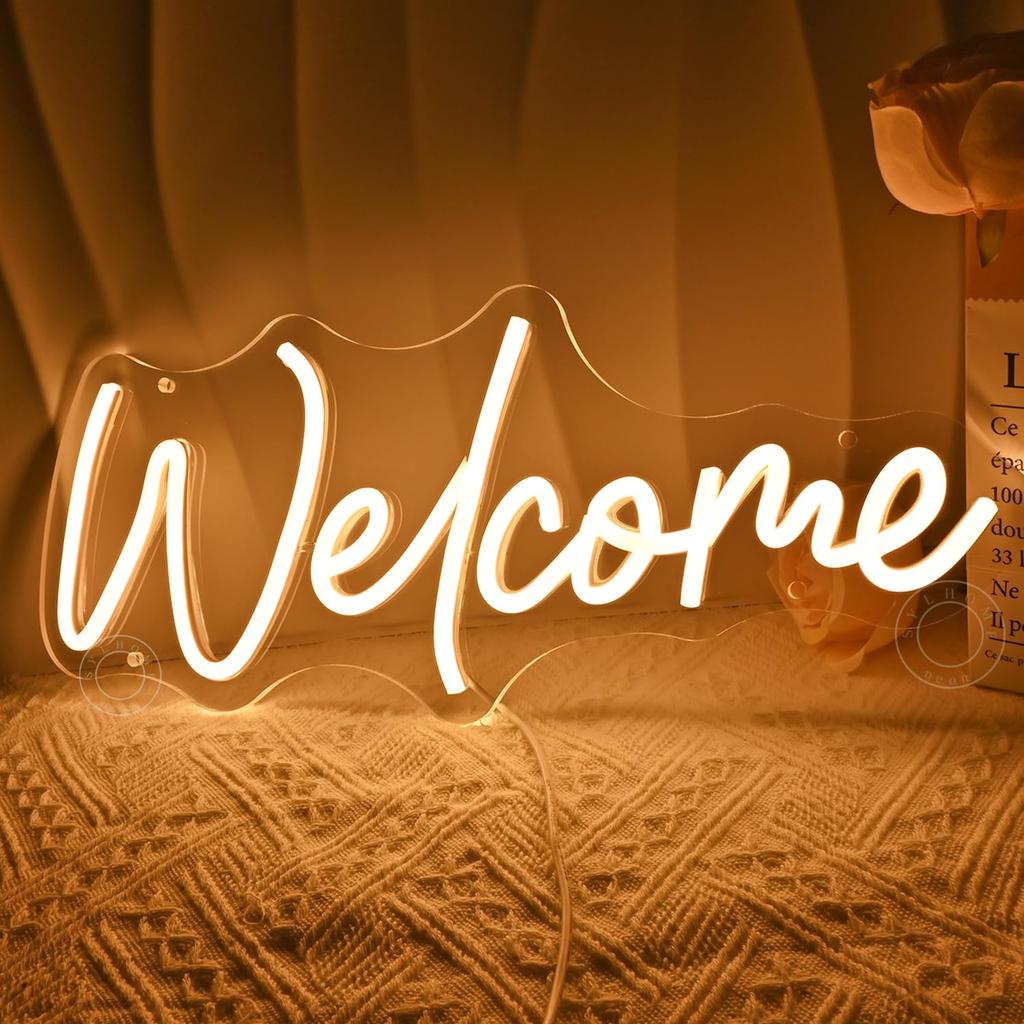 Welcome Led Neon Light Sign Business Open Windows Home Door Wall Sign Decor Bar Pub Store Shop Come In Wedding Birthday Party