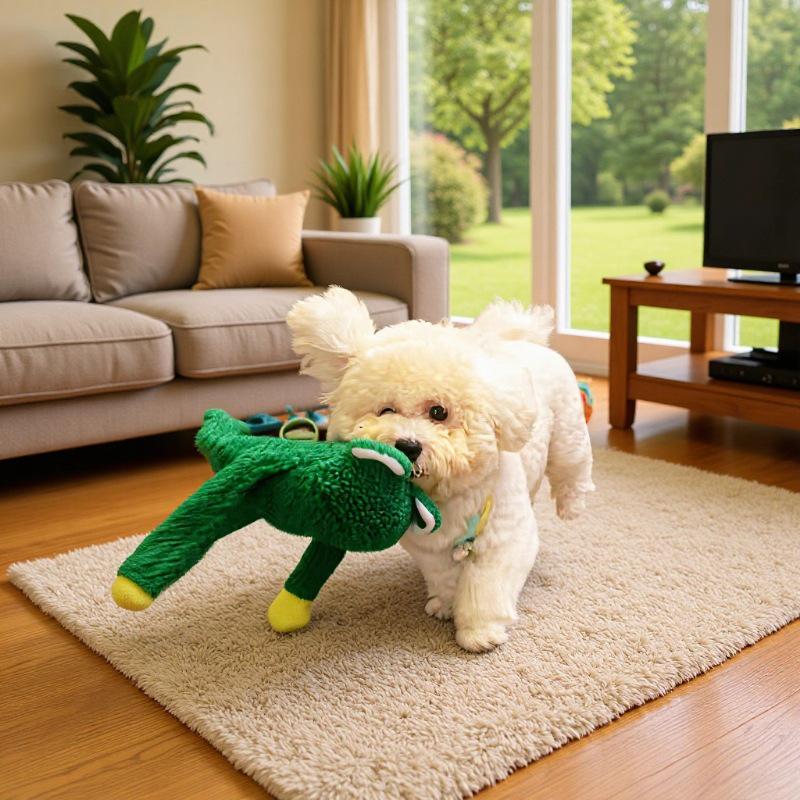 

Green Plush Frog Dog Toy with Long Legs and Sound Effect for Fun and Stress Relief 42x12 cm зелений