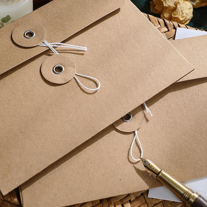 Vintage-Style Kraft Paper Tie Closure File Folder and Storage Envelope