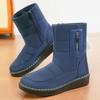 Women's Winter Fleece-Lined Long Snow Boots - Cotton, Polyurethane, Warm and Thickened for Outdoor Sports