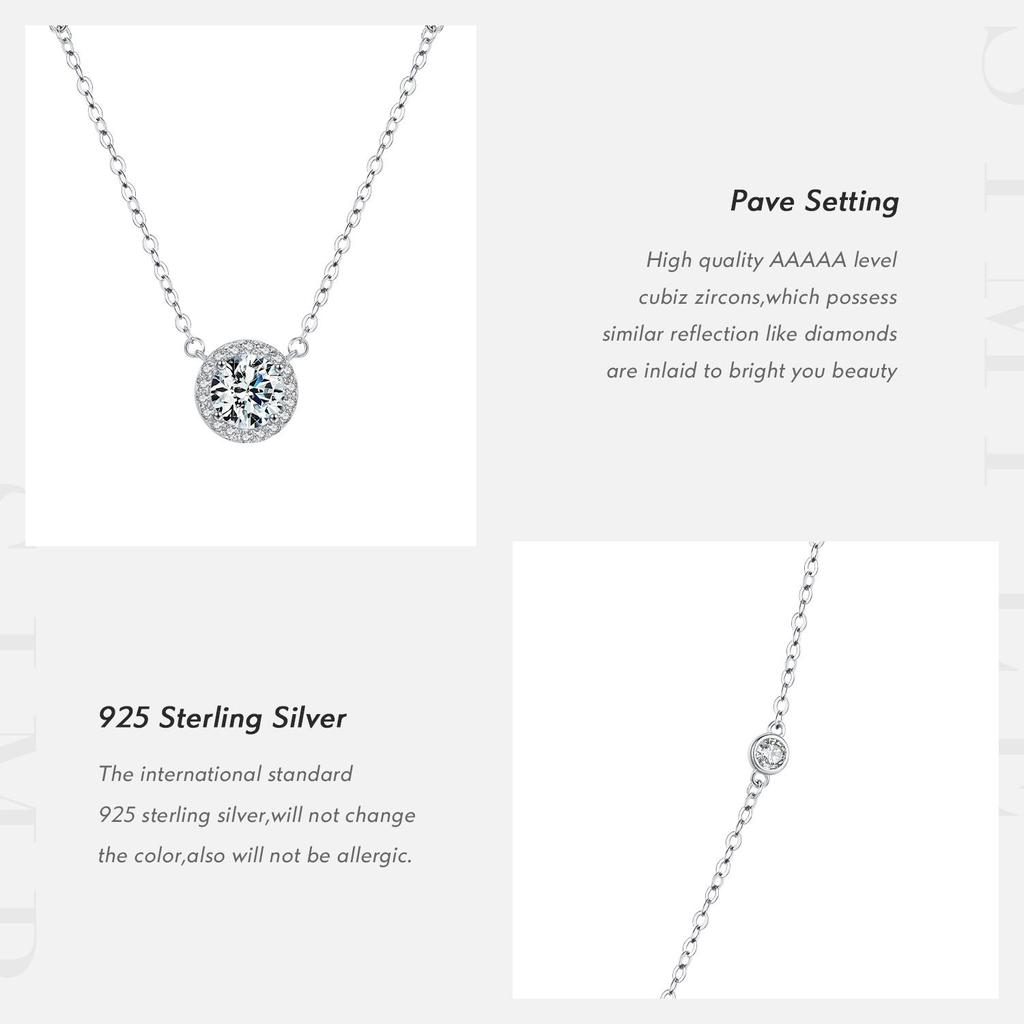 MODIAN 925 Sterling Silver Luxury Sparkling Round CZ Pendant Necklaces Wedding Link Chain Necklaces For Women Fine Jewelry Gifts