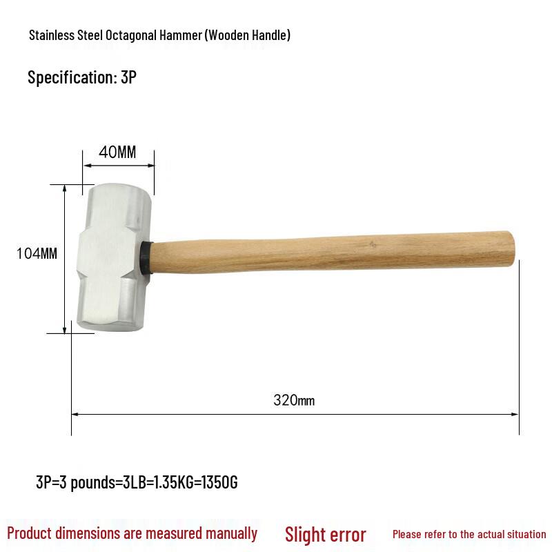 

WEDO 304 Stainless Steel Octagonal Hammer CN plug (adapter included)