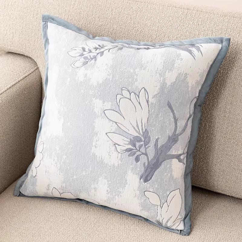 Luxuriöse Grau-Weiß Jacquard Kissenhülle Geometrische Blatt Muster Überwurf Kissenbezug Dekorativ für Sofa Couch Wohnzimmer Heimdekoration