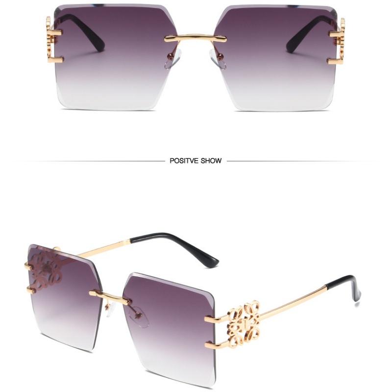 Damenbrille Sonnenschutz UV-Schutz Mode Persönlichkeit Retro Künstlerische Straßenaufnahme Konkave Form Reise Chinesischer Knoten Randlose Sonnenbrille