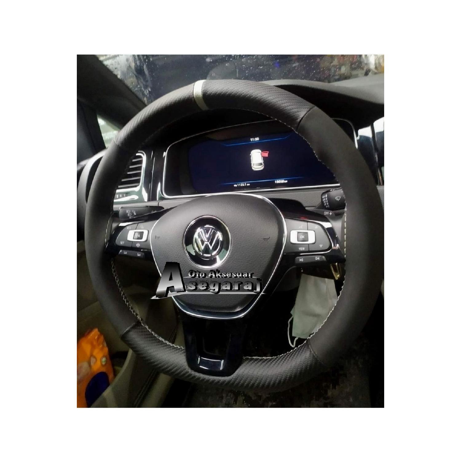 

Vw Polo 2017 Совместимый чехол на руль из нубука, распорка, карбоновая алькантара с серым кольцом