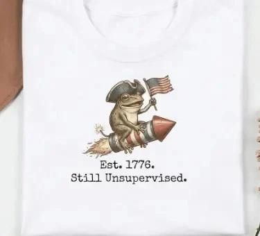 Retro Frog America 250 Patriotic Independence Day Graphic Tee S