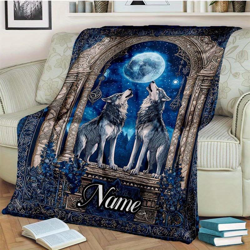 Howling Wolf Customize Your Name Blanket Warm Comfortable And Soft Blankets Are Suitable For Home Lunch Break Blanket Office Sofa Sofa Gift To