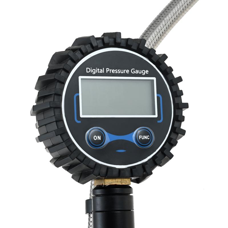 Digitaler Reifendruckmesser mit Aufpumpe 200 PSI Heavy Duty Luftanschluss Kompressor-Zubehör Edelstahl-Geflechtschlauch Reifendruckmesser