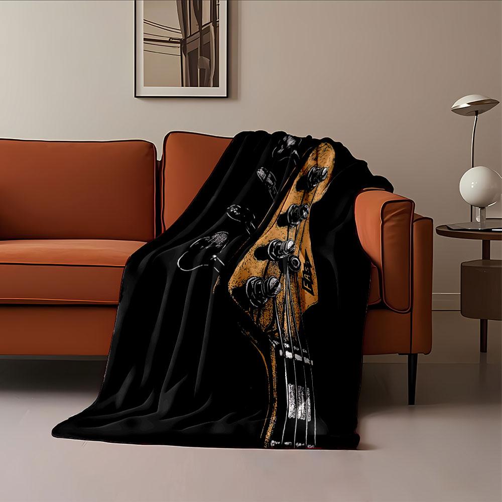 Bass Guitar Headstock Art for all seasons blanket lunch break throw gift