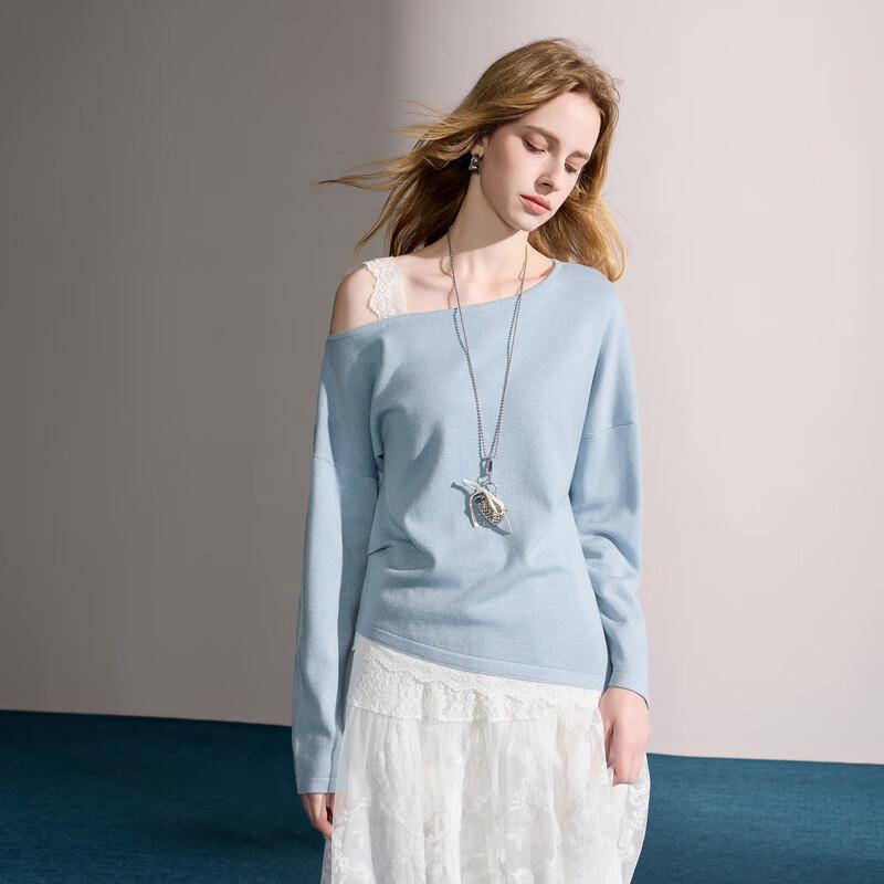 

Sancai 2025 Autumn Asymmetrical Off-Shoulder Knit Pullover M (160/84A)