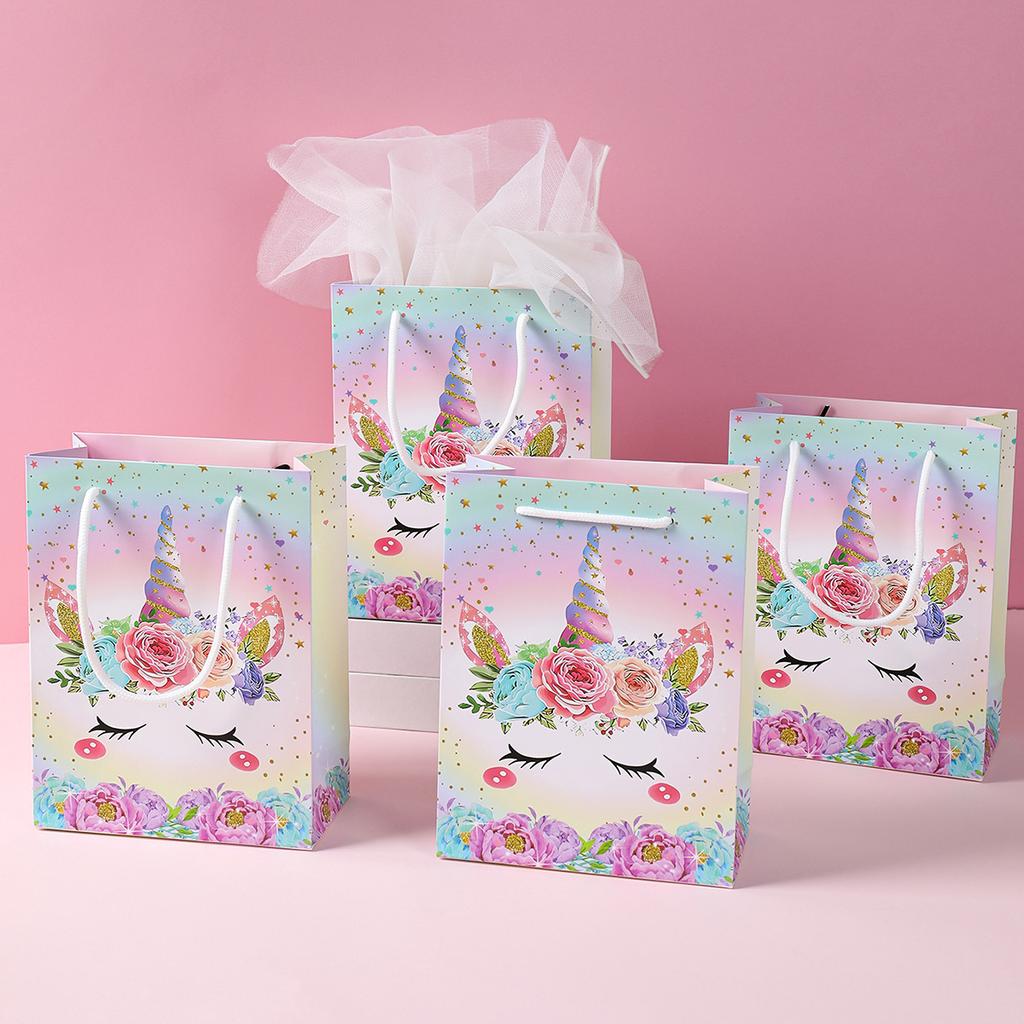 Unicorn Gift Bags Candy Biscuit Packaging Paper Bag Unicorn Theme Birthday Party Decorations Kids Girls Baby Shower Supplies