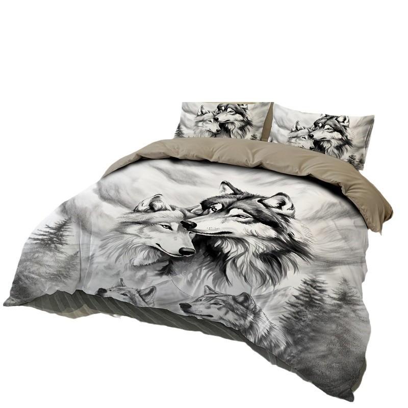 Digital Printing Duvet Cover Kit 3D Bedding Quilt Cover Pillowcase Three-Piece Set
