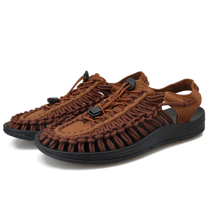 

Summer Unisex Sandals Men s Sandals Large Size Hand-woven Shoes 35 жёлтый/коричневый