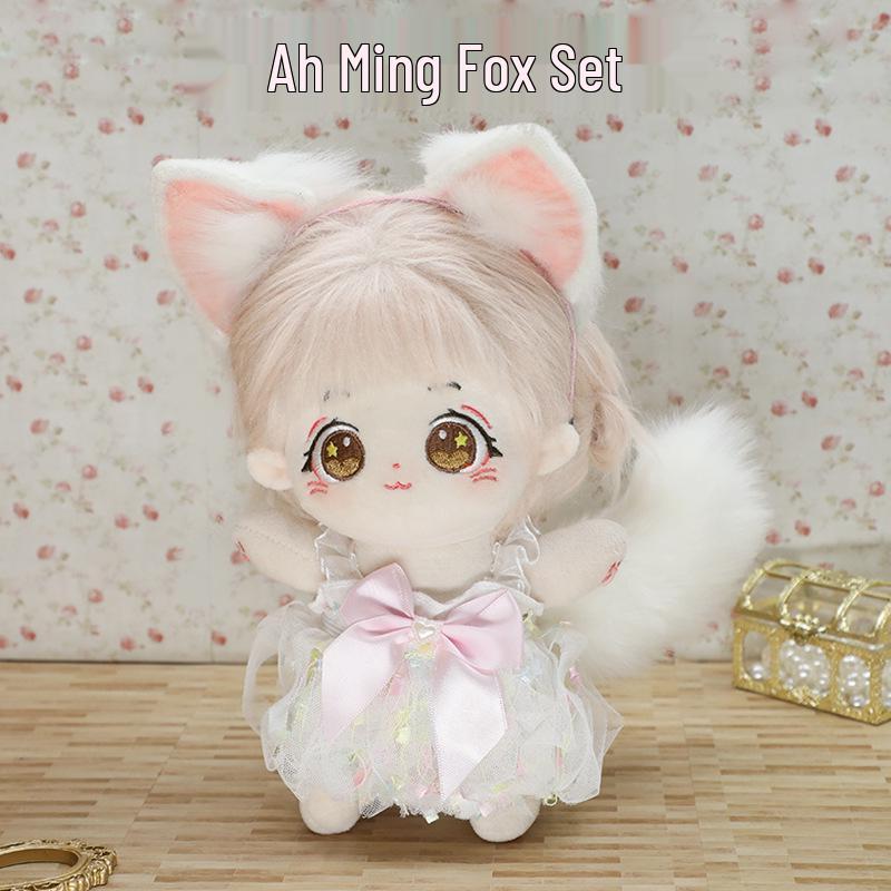 Zestaw akcesoriów dla bawełnianej lalki 20 cm: Pluszowe Uszy i Ogon Zwierzęcia, Opaska Nakrycie Głowy