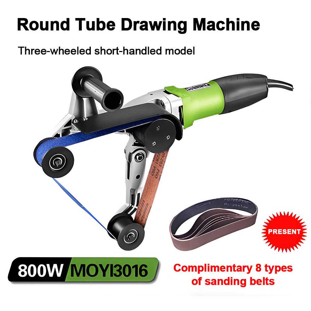Electric Round Tube Polishing Machine Metal Rust Removal Brushing Multi-function 800W Machine Curved Edge Grinding Belt Sander