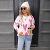 Women's Love Pullover Loose Sweater Round Neck Long Sleeve Small Heart Fashion Warm Sweater