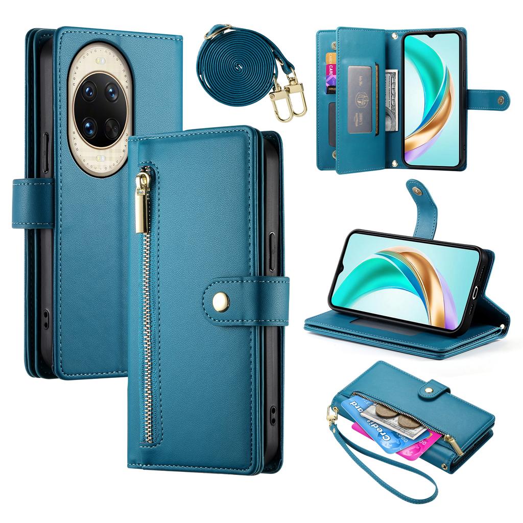 For Huawei Nova 14 Ultra 5G Case Zipper Pocket Wallet Leather Phone Cover with Straps