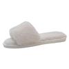 Plus Size Fluffy Rabbit Fur One-Strap Flat Bottom Slippers