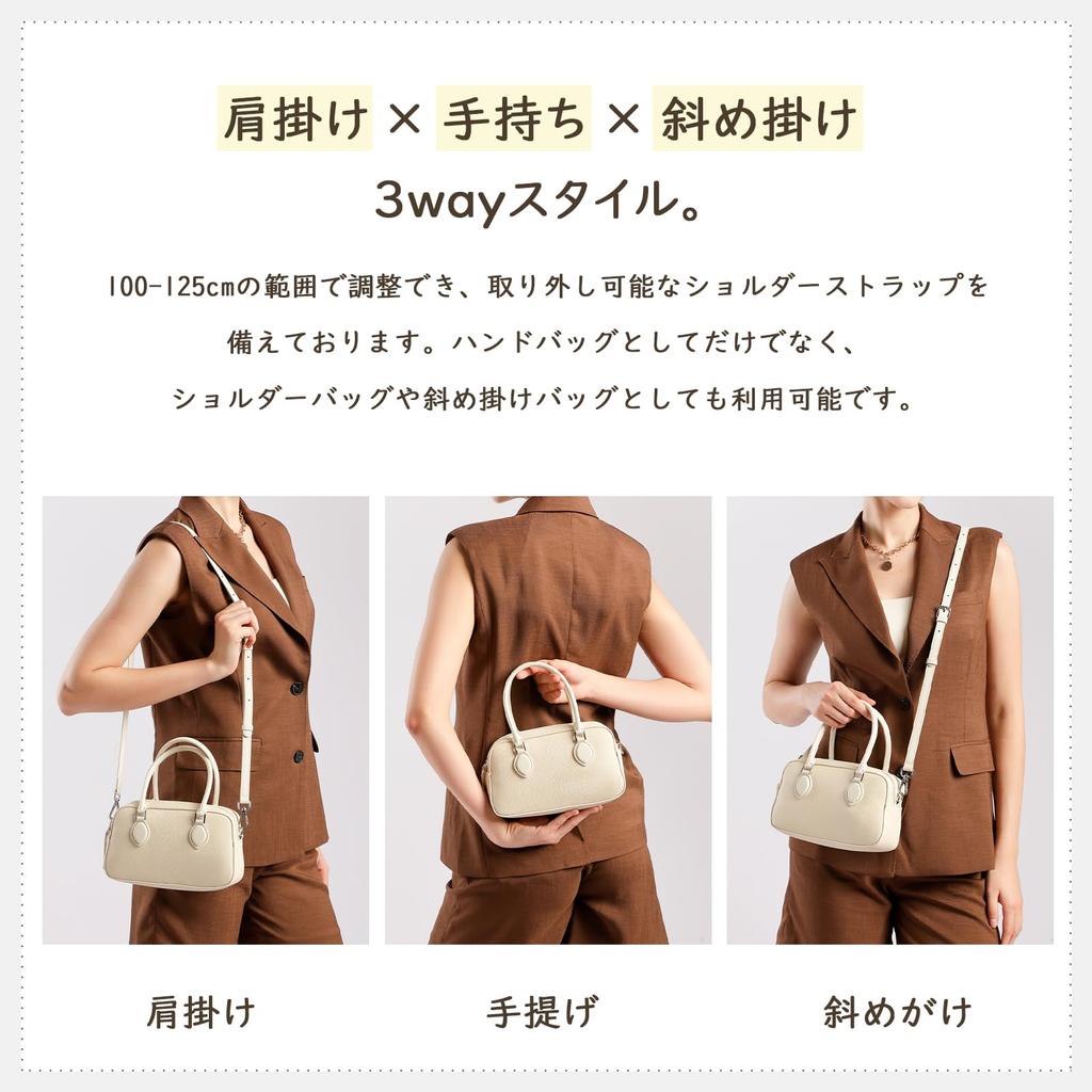 MFFOR Women's Genuine Leather 2-Way Shoulder Bag, Compact, Lightweight, Casual, Cute, Simple, and Stylish (Black)