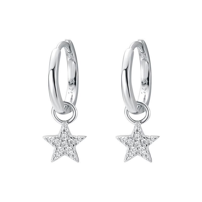 

S925 Sterling Silver Star Earrings: Elegant Korean Style, Simple Chic Design, Versatile for All Occasions. 925 Silver платиновый
