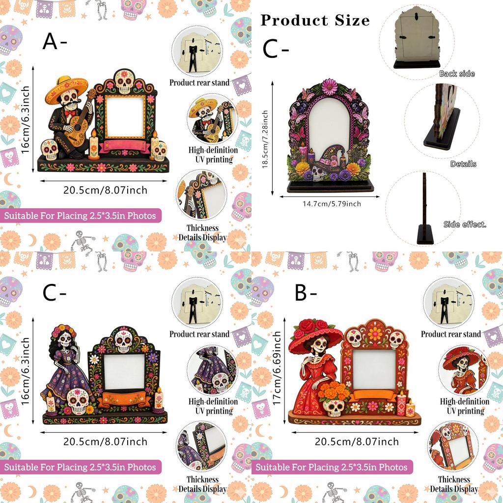 Spirit Of Day Of The Dead Wooden Picture Frame With Handcrafted Design For Memorials And Decor