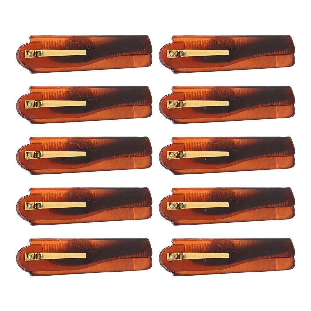 10pcs Brown Folding Pocket Comb Gold Buckle Handmade Comb Portable Fine Tooth Comb For Men