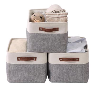 Storage Bins | Fabric Storage Basket for Shelves for Organizing Closet Shelf Nursery Toy | Decorative Large Linen Closet Organizer Bins with Handles