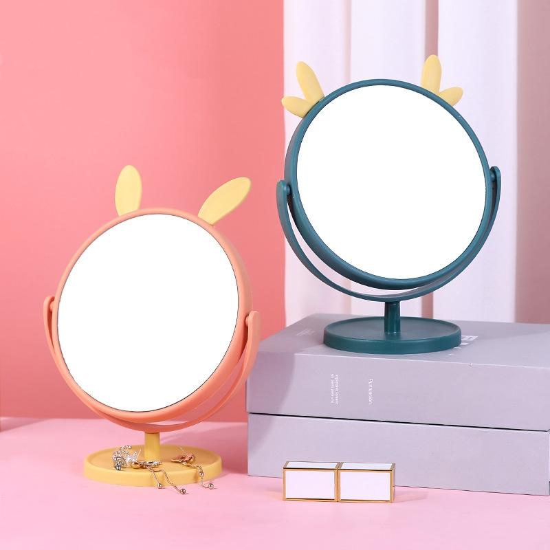 Cute Desktop HD Vanity Mirror Cat Ear Single Side Makeup Mirror Multifunctional Adjustable Makeup Princess Mirror