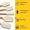 5Pcs Cream Cake Silicone Spatula Wooden Handle Baking Pastry Scraper Blenders Non-Stick Kitchen Dessert Baking Spatula Set