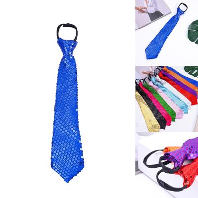 Shining Sequins Tie Stage Glitter Paillette Adjustable Zipper Necktie Pre-Tied Neck Wear Fashion Collar Accessories