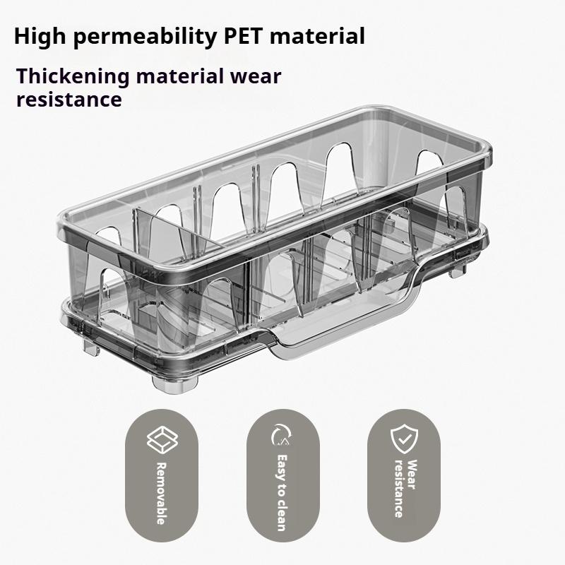 1-4Pcs Bathroom Organizer Shelf No Drilling PET Layering Sponge Drain Rack Removable Kitchen Sink Storage Shelves for Brushes